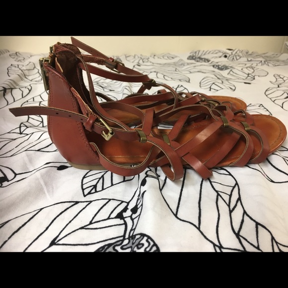 Size 7.5 Brown Leather Gladiator Sandals - Picture 2 of 4